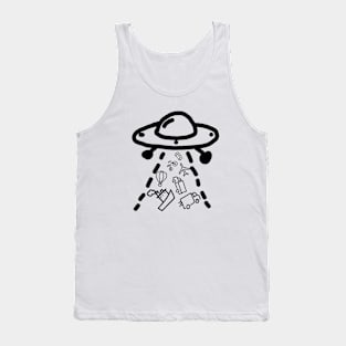 Cosmic Vacuum: UFO's Playful Abduction Parade Tank Top